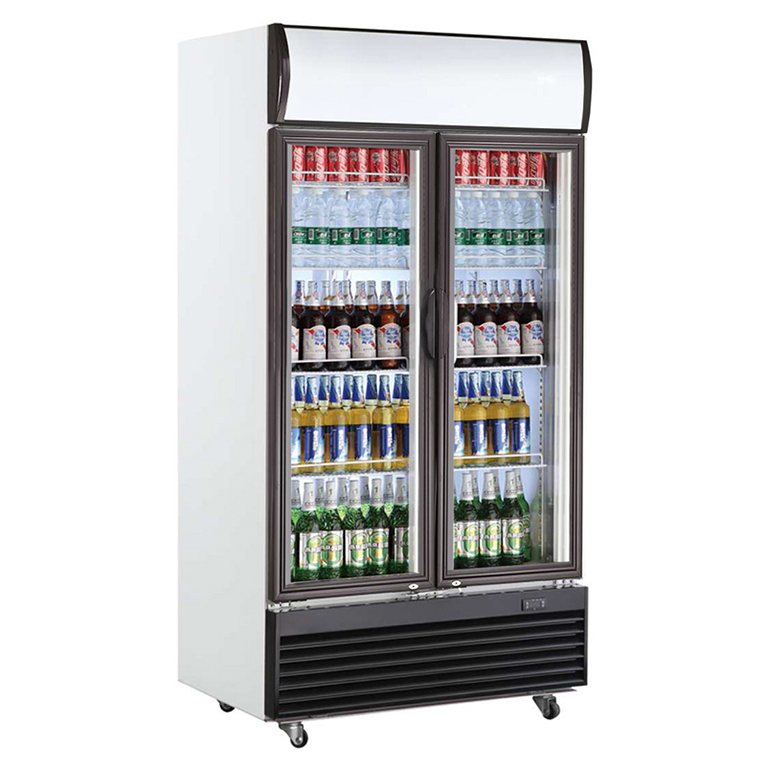 Double Door Cooler Merchandiser with Led Light Box 600L