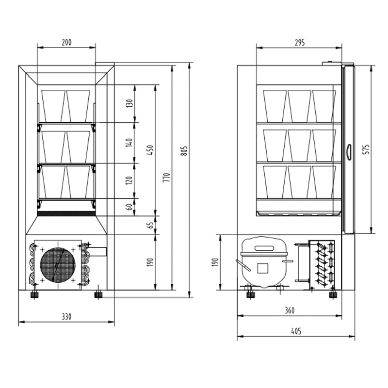 Glass Front Freezer Display Fridge Freezer Single Door